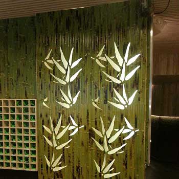 Бамбуковые обои зелёные с рисунком фото